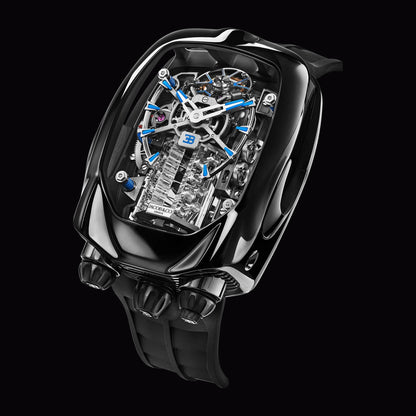 Jacob & Co. Bugatti Chiron Tourbillon علبة من التيتانيوم الأسود DLC | تحفة مستوحاة من عالم الهايبركار بأقصى درجات الفخامة والدقة**